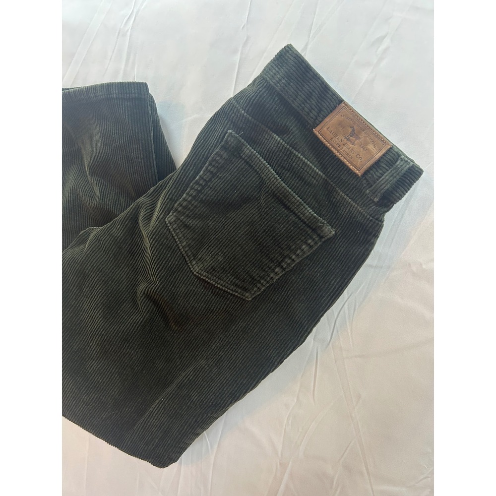 Lauren Ralph Lauren Green Corduroy Pants Womens 10P Petite Straight Leg Cotton - Picture 3 of 8